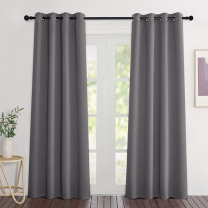 NICETOWN Blackout Grey Curtains 84 inches Long, Grommet Room Darkening Thermal Insulated Sound Dampening Window Treatments for Bedroom/Home Office, 2 Panels, W46 x L84 - color: Grey, size: 46"W x 84"L (Pack of 2)