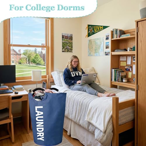 WOOHA 125L Large laundry basket,Collapsible laundry hamper, Tall Clothes Baskets Folding Washing Bin Foldable Fabric Hamper Bags for Bedroom, Closet,Bathroom,College,laundry bag,navy blue - color: Navy blue, size: 125L-XXXL