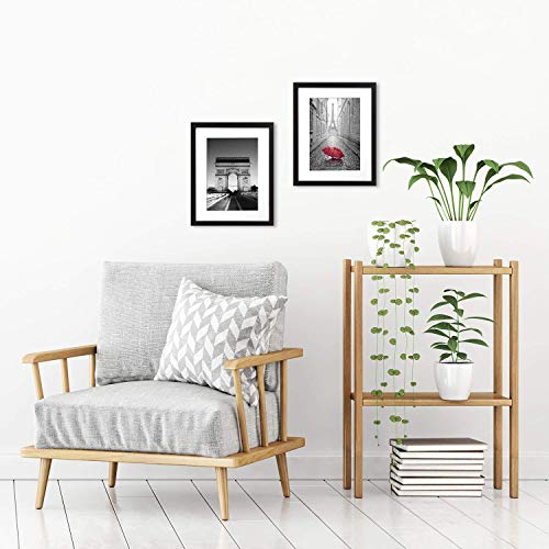 Americanflat 9x12 Picture Frame with Shatter-Resistant Glass - Set of 2 - Use as 6x8 Frame with Mat or Display 9x12 Photo Without Mat - Signature Collection - Photo Frames for Tabletop or Wall - Black | Engineered Wood construction, Shatter-resistant glas