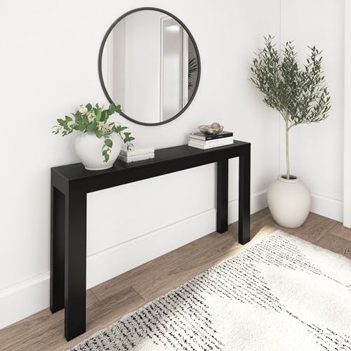 Plank+Beam Modern Console Table, 56 Inch, Black | Non-Toxic Finishes, Versatile Design, Modern Design, Easy Assembly, Modern Style, Quick Setup, Solid Wood - color: Black, size: 56 Inch