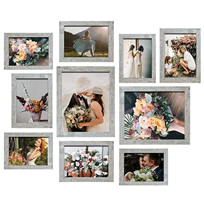 LUCKYLIFE Picture Frame Set 10-Pack, Gallery Wall Frame Collage with 8x10 5x7 4x6 Frames in Grey Finishes - color: Grey