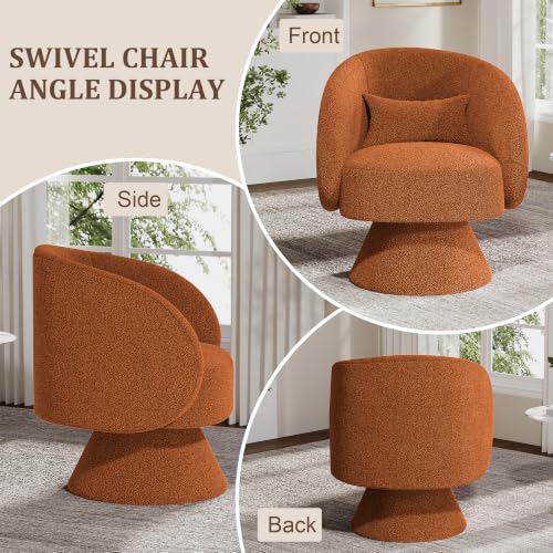 Swivel Barrel Chair Set of 2, 360 Degree Small Accent Chair, Boucle Caramel - color: Caramel