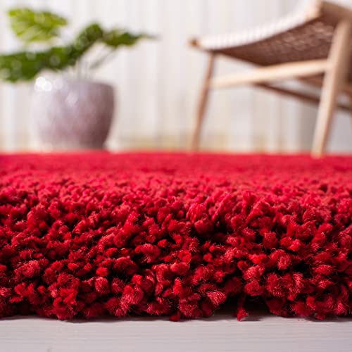 SAFAVIEH Milan Shag Collection Runner Rug - 2' x 8', Red, Solid Design, Non-Shedding & Easy to Clean, Plush Thick Pile, Ideal for Hallway, Foyer, Bedroom (SG180-4040) - color: Red, size: 2' x 8' (Runner)