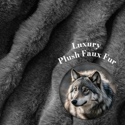 Faux Fur Throw Blanket, Ultra Soft Fuzzy Plush Bubble Blanket for Couch, Bed & Living Room, 60"x80", Cationic Wolf Gray - color: Heather Grey, size: 60" x 80"