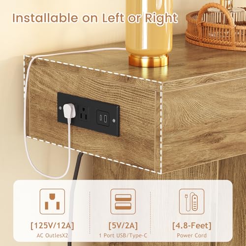 47.2" Entryway Table, Console Table with Charging Station and Adjustable LED light, Farmhouse Wood Sofa Table, Behind the Couch Table, Narrow Console Table, Entry Table for Hallway, Living Room - color: Natural, size: 47.2 IN