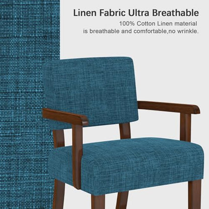 Accent Chair, Armchair with Solid Wood Frame and Legs, Blue | Upholstered Reading Leisure Chair for Bedroom,Office,Waiting Room - color: Linen Blue, size: One Chair