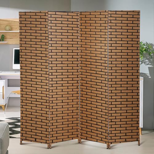 Room Dividers Folding Screens Privacy Screen Room Panel 4 Panel Partition Wall Tall Room Divider for Living Room Bedroom Study Portable Room Seperating Home Furniture Wall Dividers, Brick - color: Brick