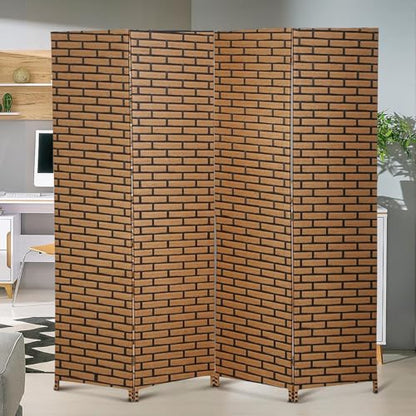 Room Dividers Folding Screens Privacy Screen Room Panel 4 Panel Partition Wall Tall Room Divider for Living Room Bedroom Study Portable Room Seperating Home Furniture Wall Dividers, Brick - color: Brick