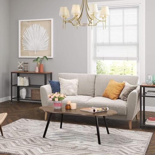 Small Coffee Table Irregular Wood Grain Desktop Coffee Tables Simple Modern Cloud Shaped Center Table Floor Standing Table for Living Room, Home Office - color: Industrial Brown
