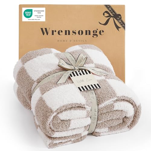 Soft Checkered Throw Blanket for Couch-Cozy Warm Knitted Blankets | Lightweight Warm Fluffy Decor for Women, Mom, Her & Girls, Sofa, Chair, Bed, 50x70in, Taupe - color: Art Taupe, size: Throw-XL(50"x 70")