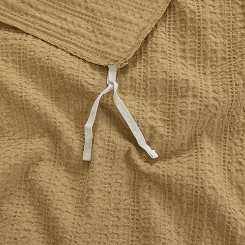 Dreamology Waffle Duvet Cover, Duvet Cover Full, 100% Cotton Waffle Weave | Duvet Covers with Zipper Closure, Soft & Breathable Luxury Textured Duvet Cover Set, Duvet Covers Full 3 Pieces (Mustard) - color: Mustard, size: Full