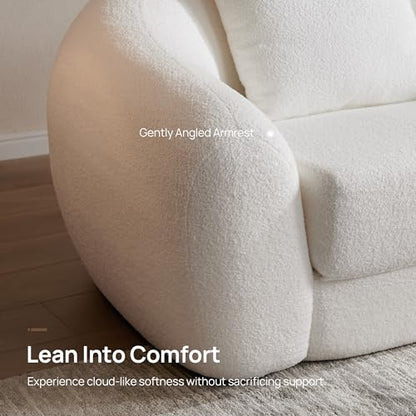 SICOTAS 49.9" Curved Convertible Sofa Couch Bed for Living Room Futon Cloud Boneless Sleeper Chair Pull Out Floor Couch with Deep Seat Single Sofa Foam Lounger No Assembly for Bedroom Apartment, White