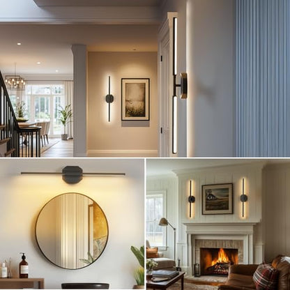Battery Operated Wall Sconce Set of Two,Wireless Wall Sconces USB Rechargeable Wall Lights with Remote Control,3000K-6000K Dimmable for Bedroom,Background Wall,Living Room,Hallway,Wall Decor,28inch - size: 28 inch(2pcs)
