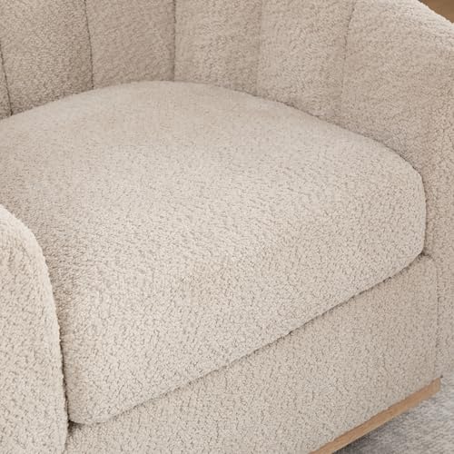 YaFiti Modern Swivel Accent Chair 1 pcs, Round Barrel Club Armchair, Wheat | Premium Chenille Fabric, High-resilience Foam, Solid Wood Base, 350lbs Capacity, Upholstered Armchair for Living Bedroom - color: Wheat