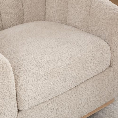 YaFiti Modern Swivel Accent Chair 1 pcs, Round Barrel Club Armchair, Wheat | Premium Chenille Fabric, High-resilience Foam, Solid Wood Base, 350lbs Capacity, Upholstered Armchair for Living Bedroom - color: Wheat