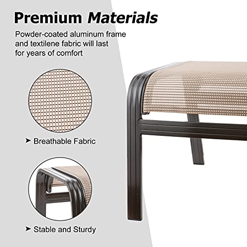 Outdoor Patio Footstools Aluminum Outdoor Ottomans Footrest Small Seating Wicker Furniture Patio Ottoman 2 Pieces Brown - color: 2 Pieces-light Brown