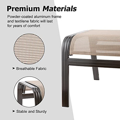 Outdoor Patio Footstools Aluminum Outdoor Ottomans Footrest Small Seating Wicker Furniture Patio Ottoman 2 Pieces Brown - color: 2 Pieces-light Brown