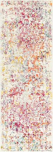 Rugs.com - Arlington Collection Rug – 6 Ft Runner Light Multi Coastal Runner – Distressed Medallion Design for Hallways, Kitchens, and Entryways - color: Light Multi, size: 2' x 6' (Runner)