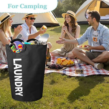 WOOHA 125L Large laundry basket,Collapsible laundry hamper, Tall Clothes Baskets Folding Washing Bin Foldable Fabric Hamper Bags for Bedroom, Closet,Bathroom,College,laundry bag,Black - color: Black, size: 125L-XXXL