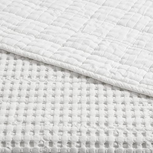 Levtex Home Mills Waffle Twin Bedspread Set (84x104in) with 1 Pillow Sham (26x20in) - Bright White - 100% Cotton Twin Size Bedspread Set - Lightweight, Soft, Pre-Washed - color: Bright White, size: Twin Bedspread