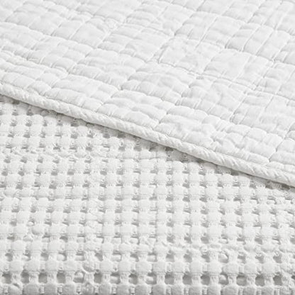 Levtex Home Mills Waffle Twin Bedspread Set (84x104in) with 1 Pillow Sham (26x20in) - Bright White - 100% Cotton Twin Size Bedspread Set - Lightweight, Soft, Pre-Washed - color: Bright White, size: Twin Bedspread