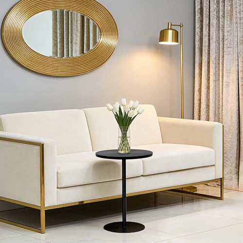 Concentric Circle Side Table Set of 2, Metal Pedestal | Nesting round tables, MDF concentric-pattern tops, metal pedestal bases, walnut brown & black