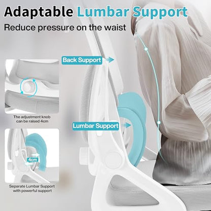Ergonomic Office Chair,Mesh Office Chair with Lumbar Support,High Back Desk Chair with Flip-up Arms,400 lbs Big and Tall Computer Chair with Headrest,Comfy Desk Chairs (Light Grey) - color: Light Grey
