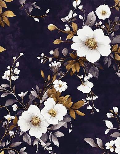 Dark Floral Peel and Stick Wallpaper 17.5" x 118",Purple/White | Self Adhesive/Removable/Waterproof/Thick Vinyl Contact Paper for Bathroom Bedroom Shelf Cabinet Drawer,Prepasted,Easy Peel - color: Purple White, size: 118" x 17.5"