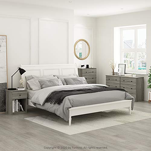 Furinno 219153GYW Lucca Nightstand, 2-Pack, French Oak Grey - color: French Oak Grey, style: 2-Pack Knob