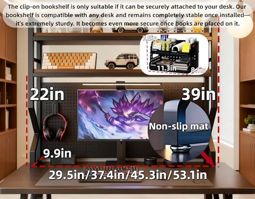 Desktop Hutch Bookshelf,Many Gifts,Metal Desktop Bookcase with pegboard, Desk Shelf, Countertop Storage Organizer Rack for Dorm or Office,Desktop Shelves (Natural+Black, 29.5" Lx9.9 Wx39 H) - color: Natural+black, size: 29.5" Lx9.9 Wx39 H