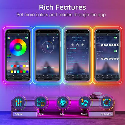 AILBTON 50Ft Neon Rope Lights,Flexible Led Rope Lights Control with App/Remote,Multiple Modes RopeLights,IP65 Outdoor RGB Led Neon Lights NonWater Resistant,Music Sync Gaming Led NeonLight Strip - size: 50FT