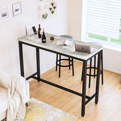 AWQM 39.3" Bar Table Set of 3, Pub Height Table and Chairs Set of 3 with Upholstered Stools,3 Piece Bar Table and Chairs Set Dining Table Set for Living Room,Kitchen,Bar,Grey - style: Modern Grey 39.3"