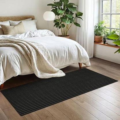 Washable Runner Rug, Non Slip Hallway Runner, 2x6 Ft, Black/Grey | Washable Braided Runner Carpet, Non Slip Rubber Dot Backed, For Hallway, Kitchen, Entryway, Bedroom, Laundry Room, Foyer - color: Black and Grey, size: 2' x 6' (Rectangular)