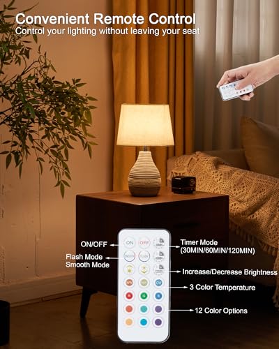 13" H Small Rechargeable Cordless Ceramic Table Lamp, Coastal | Remote Control RGB, Warm White Light, Timer, Dimmer, Battery Operated Lamp for Bedroom, Living Room, Kitchen, Linen Shade - size: Small-13"H