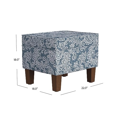 Spatial Order 22" Dinah Collection Storage Ottoman - Blue Denim Jacobean Print - color: Blue Denim Jacobean Print
