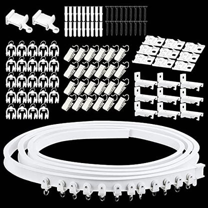 KOLAKO Ceiling Curtain Track, Flexible Curved Curtain Track Wall Mount Bendable Sliding Curtain Rail System Room Divider for Bay Window Bunk Bed RV, 9.8Ft - color: White, size: 9.8Ft