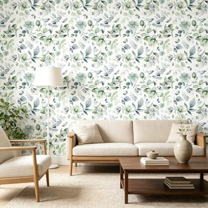 Green Leaf Peel and Stick self Adhesive Wallpaper - 128''x32'' - color: X06, size: 128"x32"