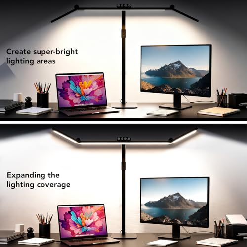 LED Desk Lamp for Home Office with Base, 28.2" Adjustable Gooseneck Swing Arm Ultra Bright Desk Light, Dimmable Architect Table lamp for Desktop Computer Light, Reading, Study, Workbench - color: Black