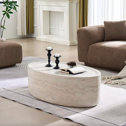 43.7''Oval Faux Marble Coffee Table, Modern Fiberglass Cocktail Table - color: 43.7'' Mars Pattern
