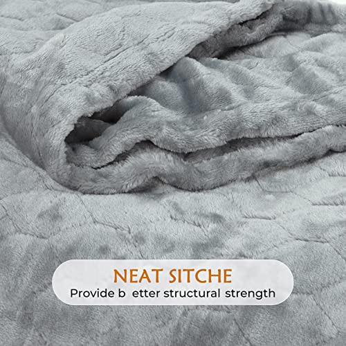 Fleece Blanket Super Soft Cozy Throw Blanket 50" x 60", Lightweight Fuzzy Comfy Textured Flannel Blanket Warm Plush Throw Blankets for Couch, Sofa, Bed, Light Grey - color: Light Grey, size: Throw-50" x 60"