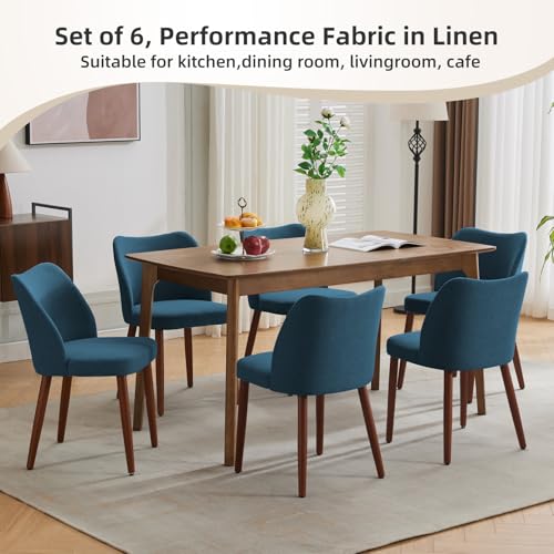 GarveeHome Wooden Dining Chairs Set of 4, Dining Room Chairs with Wood Legs | Upholstered Armless Kitchen Chairs with Back Thick Cushions for Kitchen/Living Room/Restaurant, Tool-Free Assembly, No Wobble - color: Navy Blue