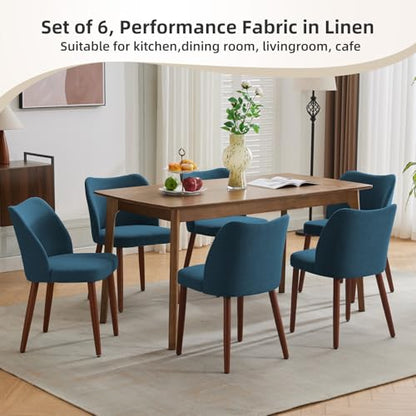 GarveeHome Wooden Dining Chairs Set of 4, Dining Room Chairs with Wood Legs | Upholstered Armless Kitchen Chairs with Back Thick Cushions for Kitchen/Living Room/Restaurant, Tool-Free Assembly, No Wobble - color: Navy Blue