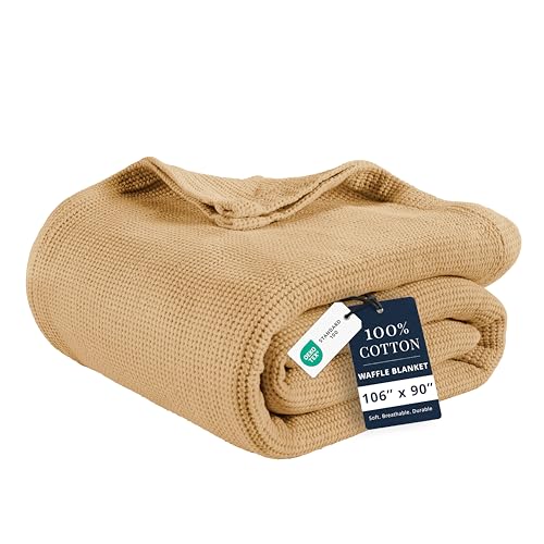 LANE LINEN King Blanket for Bed - 300 GSM Cozy & Warm Blankets - Airy Waffle Construction, Lightweight & Durable Fabric - Ideal Bed & Couch Blanket or Travel Blankets - 106"x90" inches - Beige - color: 04: Beige, size: King