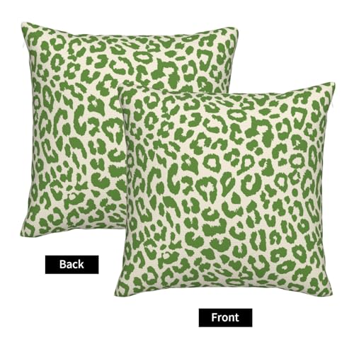 Lime Green Leopard Print Throw Pillow Covers Cheetah Animal Pattern Pillow Cover 18x18 Inch Set of 2 Animal Leopard Green Spots Pillowcase Square Cushion Cases for Couch Bed Sofa - color: Green Beige, size: 18" x 18" (Pack of 2)