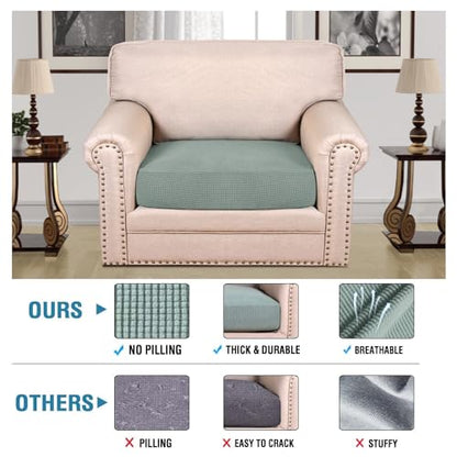 H.VERSAILTEX Super Stretch Individual Seat Cushion Covers Sofa Covers Couch Cushion Covers Slipcover Sets Thick Jacquard Textured Twill Fabric (1 Piece Chair Cushion Cover, Sage) - color: Sage, size: 1 Cushion Chair