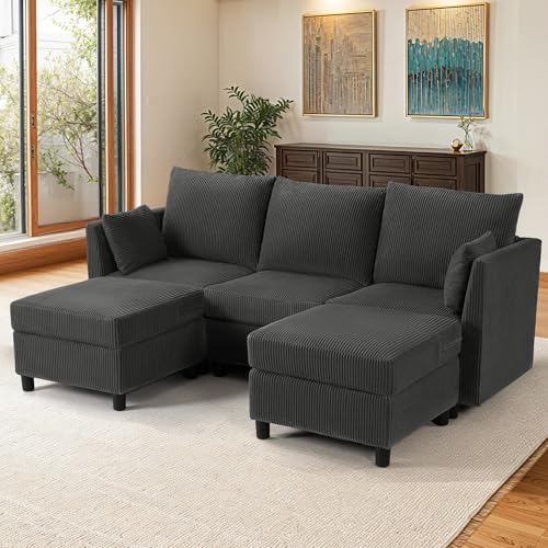 Large Modular Sectional Sofa with Storage,Convertible Couch, Memory Foam Cushions, Solid Wood Frame, for Living Room & Small Spaces (Grey, 79"-U Shape) - color: Grey, size: 79"-U Shape