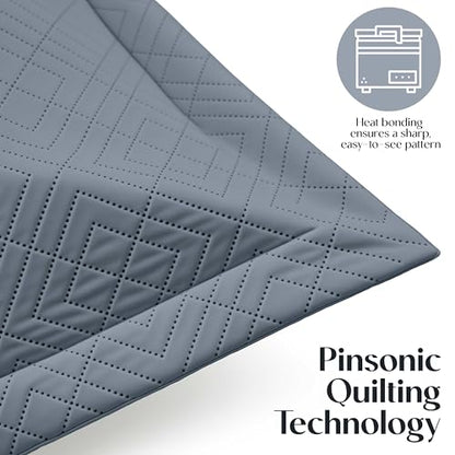 Clara Clark Quilts Twin Size - All Season Bedspread Coverlet Set, Pinsonic Weave Lightweight Bedding Set - 5 Piece Twin Quilt Set with Pillow Shams, Steel Blue - Twin Diamond - color: 21 – Slate Blue – Diamond, size: Twin