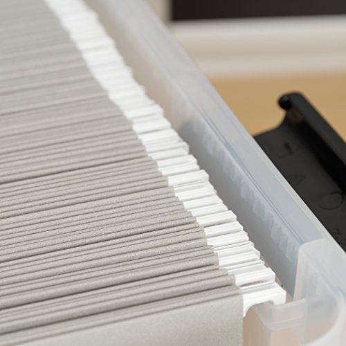 IRIS USA WeatherPro File Box Organizer, Letter/Legal, 32 Qt. Clear | Protect files and paperwork with a durable design featuring secure closure and convenient organization - style: WeatherPro - 1 Pack