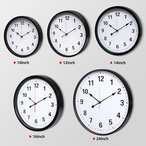 LEIKE Metal Large Wall Clock 24IN Black, Retro Silent Quartz Battery Operated, Decorative for Patio, Kitchen, Living Room, Bedroom, Pool - size: 24in
