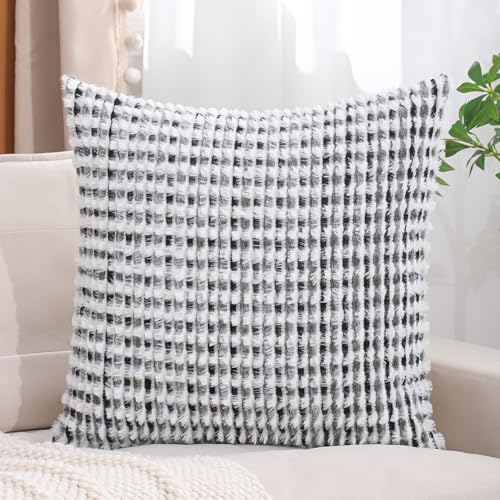 LUOYEHK Boho Throw Pillow Covers 22x22 Inch Set of 2 Chenille Tufted Pillowcase Farmhouse Neutral Cushion Covers for Couch Sofa Bed Living Room, Black Gray - color: Black Gray, size: 22" x 22" (Pack of 2)